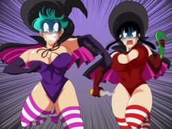 2girls breasts bulma_briefs chichi dragon_ball dragon_ball_z female female_only halloween huge_breasts milf nala1588 shounen_jump tentacle witch witch_hat rating:Explicit score:41 user:Dragonballgt9999