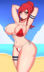 1girls between_labia big_breasts bikini breasts cleavage drunkavocado enen_no_shouboutai female female_only fire_force innie_pussy large_breasts lisa_isaribi looking_at_viewer solo thick_thighs wide_hips rating:Explicit score:280 user:justausername