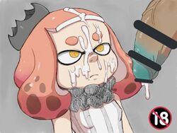 1futa 1girls censored crown cum cum_on_cheek cum_on_eyebrow cum_on_face cum_on_forehead cum_on_hair emotionless expressionless facial female female_focus futanari inkling nintendo nuranura-san pearl_(splatoon) penis semen short_hair sleeveless splatoon splatoon_2 tentacle_hair yellow_eyes rating:Explicit score:90 user:UnderTheBlue