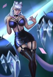 amber_eyes big_breasts busty clawed_fingers evelynn garter_straps k/da_all_out_evelynn k/da_all_out_series league_of_legends maryclarke miniskirt silver_hair stockings thighhighs rating:Explicit score:117 user:Comeandtakethem