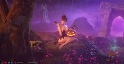 1girls 3d 4k absurdres barefoot breasts feet female female_only forceballfx halloween highres jack-o'-lantern looking_at_viewer overwatch solo tracer rating:Questionable score:80 user:justausername