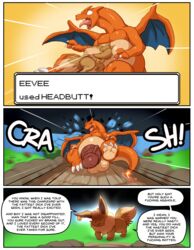 anthro attack charizard comic crash destruction earring eevee female headbutt huge_balls huge_cock looming modca nintendo pokémon_(species) pokemon precum_string size_difference text text_bubble veiny_penis veiny_testicles rating:Explicit score:40 user:0IXTHE-EGGXI0