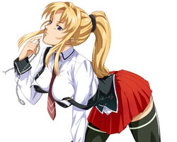 1girls 2015 academy_uniform_(bible_black) all_fours ass back bible_black big_ass blonde_hair breasts chains clothed clothing eyebrows_visible_through_hair female female_only fully_clothed hexagram highres holding_object large_breasts long_hair long_ponytail looking_at_viewer miniskirt necktie necktie_between_breasts opocom pentagram pleated_skirt ponytail purple_eyes red_skirt saeki_kaori school_uniform simple_background skirt solo strap_slip teeth thick_thighs thighhighs thighs tied_hair uniform volvox white_background zettai_ryouiki rating:Questionable score:53 user:Blookryynnn