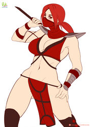 1girls 2d amber_eyes belly cleavage didi_esmeralda female female_only fit fit_female large_breasts loincloth mortal_kombat navel ninja red_hair shoulder_armor skarlet solo voluptuous rating:Questionable score:49 user:TheKindHaremMaster