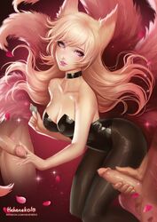 1girls 2boys ahri blonde_hair bunnysuit ezreal heheneko latex league_of_legends looking_at_viewer penis purple_eyes riot_games star_guardian_ahri star_guardian_series tryndamere uncensored rating:Explicit score:183 user:GOTD188