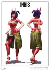 bandage big_breasts big_penis demon_girl erection_under_clothes futanari horns penis ponytail red_skin sayuridrawsthings thick_thighs throbbing_penis tight_clothing tight_shorts underboob rating:Explicit score:72 user:sayuridrawss