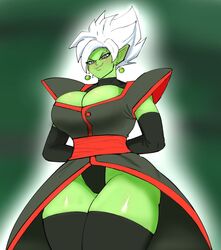 1girls breasts colorization dragon_ball dragon_ball_super embo female female_zamasu green_skin high_resolution huge_breasts large_breasts leotard looking_at_viewer rule_63 seductive_smile shounen_jump smile solo super_saiyan super_saiyan_rose thick_thighs thong thong_leotard white_hair zamasu rating:Explicit score:247 user:VoyeurX