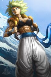 1girls abs big_breasts blue_eyes caule cleavage dragon_ball dragon_ball_super earrings elitenappa female female_only female_saiyan fusion fusion_dance green_hair hypothetical_fusion kefla legendary_super_saiyan metamoran_clothing metamoran_fusion muscular muscular_female saiyan super_saiyan super_saiyan_2 rating:Explicit score:90 user:moistlover