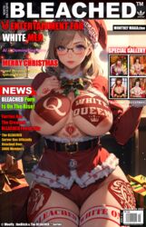 ai_generated bleached christmas christmas_clothing christmas_headwear christmas_outfit edit edited edited_official_artwork maga magazine magazine_cover mrs._claus queen_of_hearts santa_costume tattoo woolfy_thebitch rating:Explicit score:109 user:wOOlfy_XoX