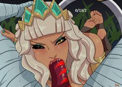 1boy big_penis blowjob clothed clothed_sex crown cum_in_mouth feet feet_together feet_up fellatio female gold gold_eyes green_nail_polish green_nails hand_on_head jewelry jungle league_of_legends looking_at_viewer mohoshadream nail_polish oral oral_sex penis pixel_art pov pov_blowjob qiyana_yunalai ratio sassy soles toes uncensored weapon white_hair yellow_eyes yone rating:Explicit score:174 user:Mohoshadream