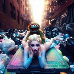 1girls ai_generated alley blonde_hair dall-e3 doggy_style elsa_(frozen) frozen_(film) garbage garbage_bags garbage_bin green_fur implied_sex light-skinned_female looking_at_viewer muppets oscar_the_grouch prone_bone puppet sesame_street tagme the_muppet_show trash trash_bag trash_can rating:Explicit score:37 user:Carl_Wheezer