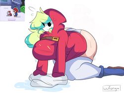 1boy 1girls ass belt big_ass big_butt cleaning cute female_focus hoodie long_hair mario mario_(series) mask multicolored_hair nintendo on_ground panties paper_mario shy_gal shy_guy sweat sweatdrop tagme thick_thighs towel towel_on_floor underwear uuforya water white_background white_panties wide_hips rating:Explicit score:238 user:BRUHMOMENT227