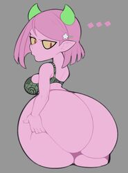 2020 angry ass ass_focus big_ass bottom_heavy bottomless bra breasts bubble_butt comet_(vammzu) grabbing_own_ass huge_ass hyper hyper_ass hyper_butt large_ass looking_at_ass looking_back mostly_nude pink_hair pink_skin plump plump_ass short_hair shortstack sideboob simple_background thick_ass thick_thighs vammzu wide_hips yellow_sclera rating:Questionable score:153 user:Kalzium