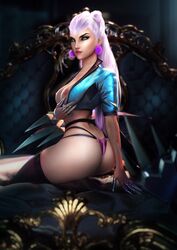 1girls big_ass breasts evelynn female k/da_all_out_evelynn k/da_all_out_series league_of_legends pink_hair pinup sevenbees solo thong topless uncensored yellow_eyes rating:Explicit score:179 user:ugaugaugau12e