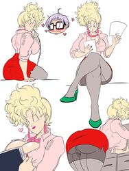 1girls ass big_ass big_breasts big_butt blonde_hair blush breasts bubble_butt business_suit cleavage closed_eyes curvy doctor_briefs dragon_ball dragon_ball_super dragon_ball_z earrings fat_ass female female_focus happy heart hourglass_figure jewelry large_ass large_breasts legs_crossed lipstick looking_down male nala1588 necklace open_mouth panchy panchy_(dragon_ball) panchy_briefs phone shounen_jump simple_background sitting skirt smile smiling solo_focus standing thick_ass voluptuous white_background wide_hips rating:Questionable score:100 user:TnAPlay