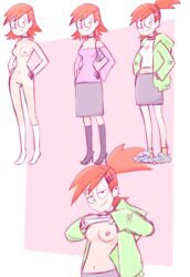 aunt_maire breasts cartoon_network casual choker clothing drpizzaboi1 female foster's_home_for_imaginary_friends frankie_foster human lifted_by_self naked_socks nipples no_bra red_hair shirt_lift skirt voidinac rating:Explicit score:128 user:I-Exist