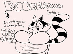  big_breasts boobercoon breasts huge_breasts hyper illis monochrome no_humans raccoon  rating:questionable score: user:aaaaaaaadfff