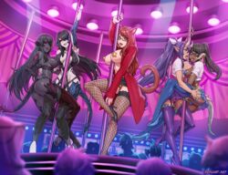 5girls au_ra black_hair black_sclera brown_hair cat_ears cat_tail coat elf_ears final_fantasy final_fantasy_xiv garter_belt garter_belt_leggings garter_straps glasses heels horns leggings licking money money_under_clothes pasties pointy_ears purple_hair raen red_eyes red_hair saliva schoolgirl_outfit see-through sefuart skirt square_enix string_panties strip_club stripper stripper_pole stripping tail third-party_edit tongue tongue_out trenchcoat xaela yuri rating:Explicit score:79 user:Giofunny