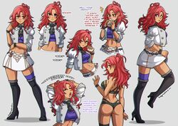 1girls ass bare_midriff bare_thighs big_ass boots cup eating english_text female female_only fire_emblem fire_emblem:_three_houses hapi_(fire_emblem) hi_res high_heels kinkymation lingerie long_hair looking_at_viewer looking_back medium_hair midriff nintendo red_eyes red_hair reference_sheet simple_background skirt thighhighs underwear rating:Questionable score:217 user:SSJB