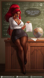 1girls big_breasts big_nose blue_lipstick breasts breath_of_the_wild classroom cleavage clothed clothing curvaceous curvy dark-skinned_female dark_skin desk english english_text female female_focus female_only femdom gerudo green_eyes hips hoop_earrings hyrule_warriors:_age_of_calamity large_breasts legs long_hair looking_at_viewer luminyu miniskirt nintendo open_clothes open_shirt pantyhose pencil_skirt pointy_nose red_hair redhead school solo solo_focus tagme taller_female tan_skin teacher teasing the_legend_of_zelda thick_thighs thighs urbosa very_long_hair rating:Explicit score:488 user:drackenzo