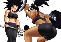 2girls abs big_ass big_butt bike_shorts black_eyes black_hair blush breasts butt_focus caulifla chocolate_and_vanilla dragon_ball dragon_ball_super echosaber female female_only female_saiyan gym_clothes gym_pants gym_uniform interracial_yuri kale light-skinned_female light_skin long_hair looking_up medium_breasts midriff multiple_girls muscular_female ponytail saiyan spiky_hair sports_bra squatting sweat sweatdrop tight_clothing universe_6 universe_6/universe_7 universe_6_girls weightlifting wide_hips yoga_pants yuri rating:Questionable score:424 user:Cranium