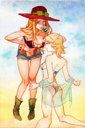 2girls ass back bent_over big_breasts bikini blonde_hair boots booty_shorts bra breasts cleavage clothed cowboy_hat eyelashes eyeliner facing_another facing_away facing_viewer female female_only gay genderswap_(mtf) gyro_zeppeli hand_on_hip hat johnny_joestar jojo's_bizarre_adventure lesbian lingerie lipstick long_hair looking_back makeup medium_hair on_knees panties partially_clothed rule_63 see-through short_shorts shorts small_breasts steel_ball_run swimsuit thong_bikini wink yuri rating:Safe score:58 user:deleted4534