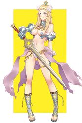 1girls absurdres alternate_costume bikini_armor blonde_hair blue_eyes breasts code_of_princess commission cosplay falchion_(fire_emblem) fire_emblem fire_emblem_fates flower full_body hair_flower hair_ornament highres holding holding_weapon igni_tion long_legs looking_at_viewer medium_breasts ophelia_(fire_emblem) simple_background skimpy skimpy_armor skimpy_clothes smile solange_blanchefleur_de_lux_(cosplay) solo solo_female weapon rating:Questionable score:58 user:kris923