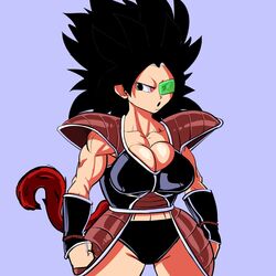 1girls armor big_breasts black_hair breasts buff caulifla cleavage dragon_ball dragon_ball_super female female_only green-tinted_eyewear long_hair mouth_open panties pseudocel saiyan saiyan_armor saiyan_tail scouter solo strong tail tinted_eyewear rating:Explicit score:98 user:ThatColdJeremy