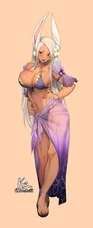 1girls absurd_res animal_ears bangs bare_shoulders bikini blush breasts bunny_ears camilla_(fire_emblem) camilla_(fire_emblem)_(cosplay) cleavage collarbone commentary cosplay dark-skinned_female dark_skin english_commentary female female_only fire_emblem fire_emblem_heroes flower full_body hair_flower hair_ornament hi_res k52 korean_commentary large_breasts legs long_eyelashes long_hair miruko mixed-language_commentary mouth_hold my_hero_academia navel nintendo parted_bangs purple_bikini rabbit_girl red_eyes rumi_usagiyama sandals sarong silver_hair simple_background smile solo swimsuit rating:Questionable score:508 user:kris923