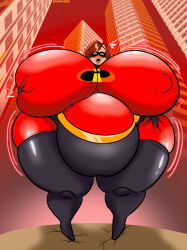  blushing_at_viewer elastigirl expansion groping_self gurrygoo helen_parr hero_outfit huge_belly massive_breasts massive_butt massive_thighs obese pixar the_incredibles weight_gain wide_hips  rating:questionable score: user:bot