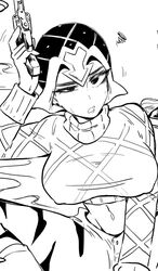 1girls big_breasts crop_top erect_nipples female_only guido_mista gun jojo's_bizarre_adventure midriff nipples_visible_through_clothing rule_63 solo_female vento_aureo rating:Questionable score:45 user:deleted4534