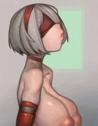 android blindfold breasts choker gloves hairband inverted_nipples kelvin_hiu large_breasts lipstick nier nier:_automata nipples opera_gloves santa_costume short_hair topless white_hair yorha_2b rating:Explicit score:109 user:Disastermaster55