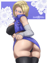 1girls android_18 ass big_ass big_breasts big_butt bob_cut dragon_ball dragon_ball_z female_focus female_only fully_clothed kameseru large_ass large_breasts large_butt looking_back short_hair solo tagme thick_ass thick_thighs thigh_bulge thighhighs wide_hips rating:Questionable score:194 user:DBKX