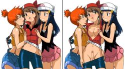 3futas balls beanie beige_skin bike_shorts bike_shorts_pull blue_hair blush bottomless bulge color dawn_(pokemon) female futanari hair hat human human_only kakkii kasumi_(pokemon) latex littlemedecine may_(pokemon) misty_(pokemon) multiple_girls navel nipples no_panties open_clothes open_shirt penis pokemon shirt short_shorts shorts suspenders through_clothes uncensored undressing rating:Explicit score:132 user:Little-medecine