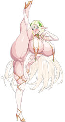 big_breasts blonde_hair blue_eyes blush breast_curtains breasts censored cerestia_of_life clothed clothing drogod_(artist) elf female flexible footwear genitals hair hellap hi_res high_heels huge_breasts humanoid last_origin nipple_outline no_underwear not_furry one_leg_up pussy raised_leg shoes simple_background splits spread_legs spreading standing standing_on_one_leg vertical_splits white_background rating:Explicit score:194 user:bot