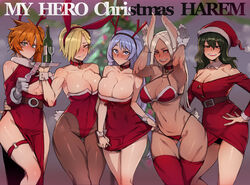 5girls absurd_res animal_ears bunny_ears bunnysuit christmas condom condom_packet_strip condom_wrapper dark-skinned_female dark_skin female female_only hadou_nejire hi_res itsuka_kendou kendou_itsuka looking_at_viewer miruko monster_girl multiple_girls my_hero_academia nejire_hado pale-skinned_female pantyhose pose ratatatat74 rumi_usagiyama ryuukyuu stockings tatsuma_ryuuko thong tokage_setsuna usagiyama_rumi wide_hips wine_bottle wine_glass rating:Questionable score:850 user:WatchTheLanguage