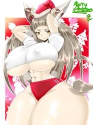 1girls abs animal_ears arms_up bursting_breasts buruma cat_ears cat_tail catgirl christmas_hat gym_uniform huge_breasts kazuya_zoey long_hair narrow_shoulders nia nia_(blade) nia_(xenoblade) nintendo nipple_bulge nipples_visible_through_clothing smile smug solo steam sweat sweatdrop thick_thighs thin_arms thin_waist underboob wide_hips xenoblade_(series) xenoblade_chronicles_2 rating:Questionable score:59 user:MegaMoo