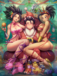 2020 black_eyes black_hair breasts cabba caulifla christmas dragon_ball dragon_ball_super female heels jammeryx kale light-skinned_female light_skin long_hair ribbons saiyan shounen_jump spiky_hair rating:Explicit score:342 user:Freezer88