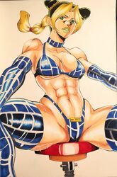 abs big_breasts blue_bikini boobs choker female female_focus female_only g-string green_eyes green_hair green_lipstick jojo's_bizarre_adventure jolyne_kujo large_breasts legs_apart legs_spread muscular muscular_female muscular_thighs octavius_dp partially_clothed practically_nude shiny_skin sitting sitting_on_chair slim_waist solo solo_female solo_focus stone_ocean sweat sweaty thick thick_thighs thighhighs toned toned_female white_background wide_hips rating:Questionable score:153 user:Jamal_Laquari