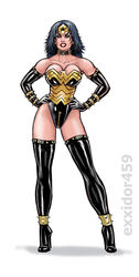 1girls areola areolae boots breasts bustier collar corruption corset crotch_zipper dc_comics diana_prince dog_collar exxidor459 fetish_wear gold headband high_heel_boots latex lipstick medium_breasts spiked_anklet spiked_armlet spiked_bracelet spiked_collar superheroine thigh_boots voluptuous watermark wonder_woman wonder_woman_(series) rating:Explicit score:77 user:deleted8157