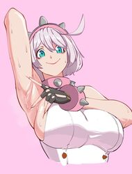 armpit_fetish armpit_focus armpits arms_up arms_up_pose blue_eyes elphelt_valentine female guilty_gear octavius_dp spiked_bracelet spiked_collar spreading_armpit sweat rating:Questionable score:269 user:bladeefan67