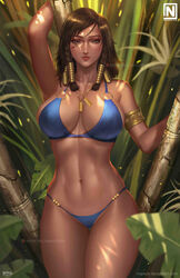 1girls abs bikini dark-skinned_female dark_skin female female_only fully_clothed looking_at_viewer nopeys overwatch pharah solo rating:Safe score:170 user:justausername