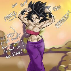 1girls abs baggy_pants big_breasts black_hair breasts caulifla clothed clothing dragon_ball dragon_ball_super english_text female female_only female_saiyan flexing hair large_breasts looking_at_viewer muscular muscular_female musk musk_clouds musky nipple_bulge one_eye_closed pseudocel saiyan smell smelly solo solo_female steam steamy sweat sweatdrop sweating sweaty text tight_clothing tubetop universe_6/universe_7 universe_6_saiyan/universe_7_saiyan wink wrist_cuffs rating:Questionable score:113 user:Kaiokenx34