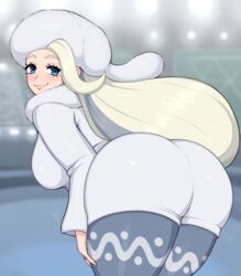 1girls afrobull ass big_ass big_breasts blue_eyes blush breasts eye_contact female grey_hair high_resolution leggings long_hair looking_at_viewer looking_back mature_female melony_(pokemon) milf mother nintendo pokemon pokemon_ss shorts smile solo standing thick_ass thick_thighs thighs wedding_ring wide_hips rating:Questionable score:234 user:Ugabuga