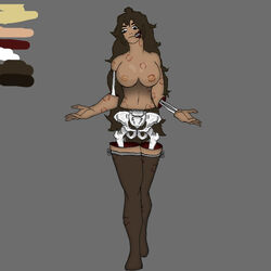  big_breasts bite bite_mark bite_mark_breast bite_mark_on_breast bite_marks blackhole64 bone boobs breasts brown_hair dark_skin exposed_bone exposed_breasts long_hair pantyhose woman zombie zombie_girl  rating:explicit score: user:blackhole64