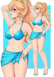 1girls 2020s 2024 big_breasts bikini blonde_hair blue_bikini blue_eyes blue_nails breasts close-up earrings eyebrows_visible_through_hair feet female female_only flip_flops long_hair looking_at_viewer mario_(series) nail_polish nintendo princess_rosalina saikoartanime smile solo star_earrings sunglasses sunglasses_on_head super_mario_galaxy rating:Questionable score:93 user:Mudlover