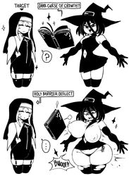 ... 1boy 1femboy 1girls ? ass_expansion bangs belly_button black_and_white black_hair blunt_bangs breast_expansion breasts closed_eyes confused_look confusion counter dizzyspells elbow_gloves eyes_closed female garter_straps gloves hair_between_eyes long_gloves long_hair midriff midriff_baring_shirt monochrome navel nun nun's_habit nun_outfit onomatopoeia panties sharp_teeth shocked shocked_expression short_hair side-tie_panties skindentation sparkles speech_bubble spell spell_backfire spell_gone_wrong spellbook spellcasting tearing_clothes thick_thighs thigh_expansion thighhighs tight_clothing wardrobe_malfunction white_hair witch witch_hat rating:Explicit score:235 user:Thewasman