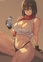 1girls abs attack_on_titan bare_thighs big_breasts black_hair black_panties black_thong cleavage cutesexyrobutts_(style) female female_focus female_only g-string highleg_panties mikasa_ackerman muscular muscular_female nipples panties shexyo short_hair solo sports_bra thick_thighs thong rating:Questionable score:689 user:DBKX