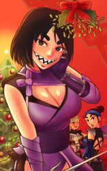 2d 3girls athletic athletic_female big_breasts black_hair blonde_hair blush breasts cassie_cage christmas cleavage cleavage_cutout cute dark_hair edenian female female_only fully_clothed hourglass_figure human humanoid kitana large_breasts legs mask masked mikeonhighway61 mileena mistletoe monster monster_girl mortal_kombat mortal_kombat_11 netherrealm_studios princess sharp_teeth tarkatan thighs upper_body voluptuous rating:Safe score:151 user:ShadowPain