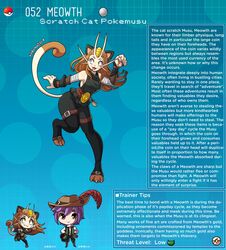 brown_hair cat_ears cat_tail catgirl clothing english_text feline highres jewelry kinkymation long_hair meowth nintendo page_52 page_number pawpads pokémon_(species) pokemon pokemon-girl_encyclopedia pokemorph pokemusu profile slit_pupils text text_box rating:Questionable score:90 user:!nner$elf89